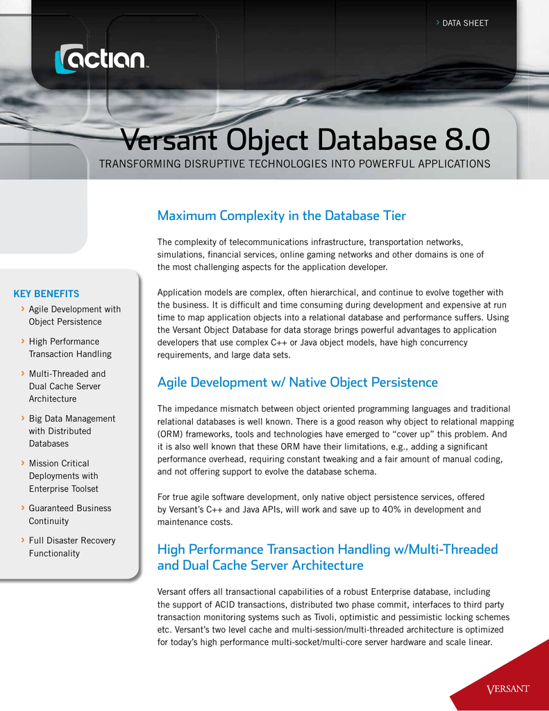 Versant Database Support